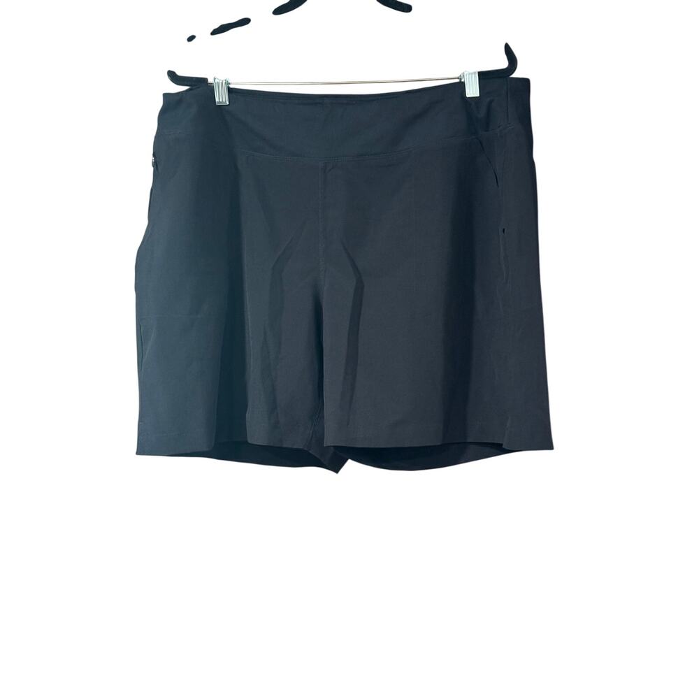 Lands’ End 1X Black Active Shorts Built-In Liner Pull On Athleisure 16W-18W